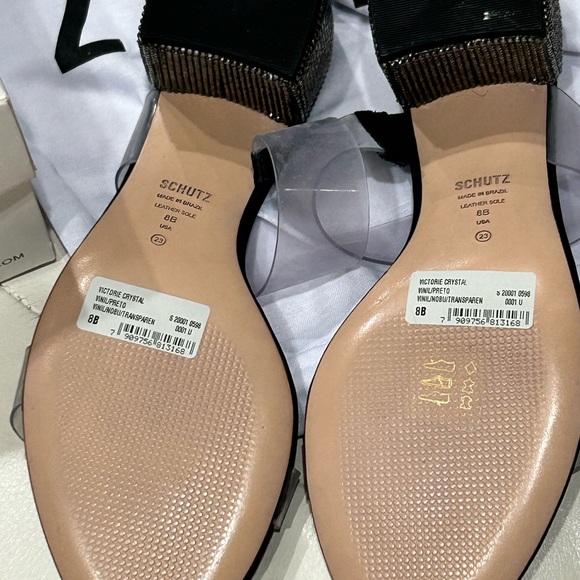 Schutz Block heel studded sandals Victoria Crystal NWT. New in box with dust bag - Picture 6 of 7